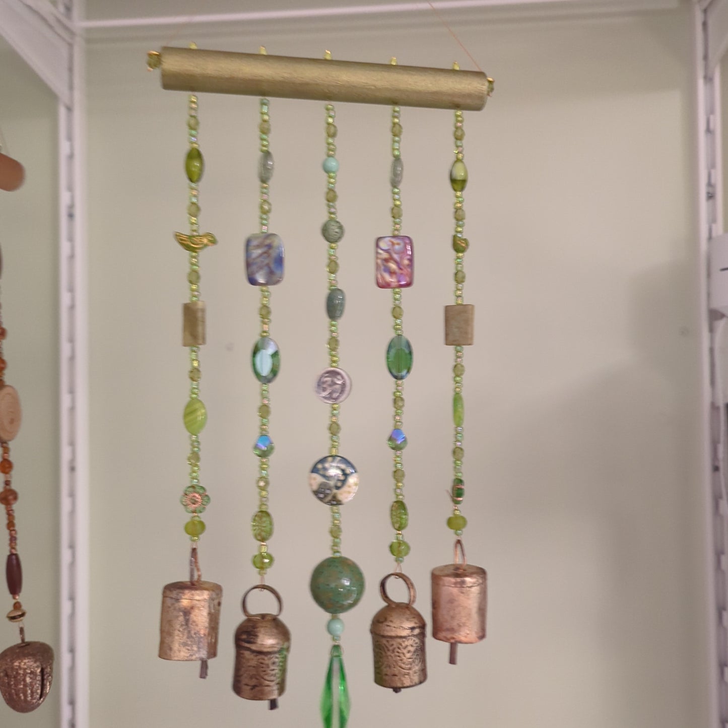 Small Wood-topped Custom Beaded Windchime