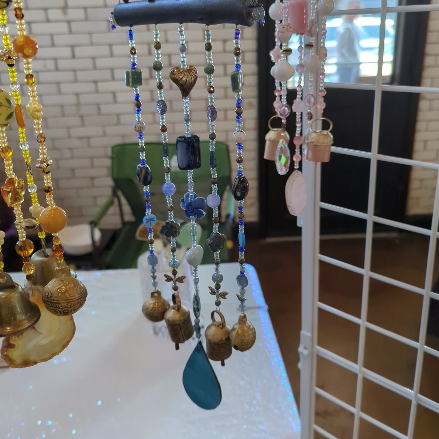 Small Wood-topped Custom Beaded Windchime