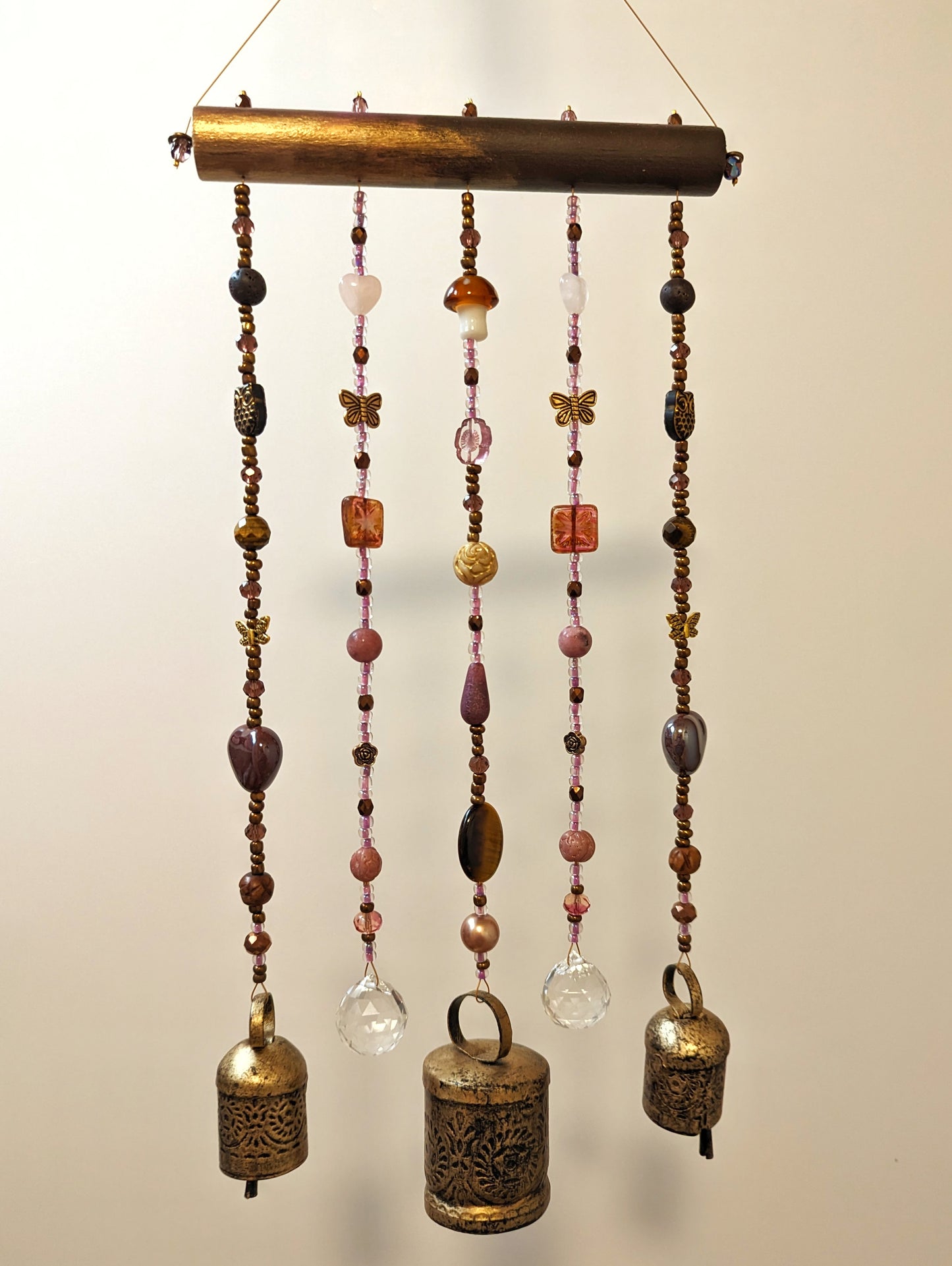 Small Wood-topped Custom Beaded Windchime